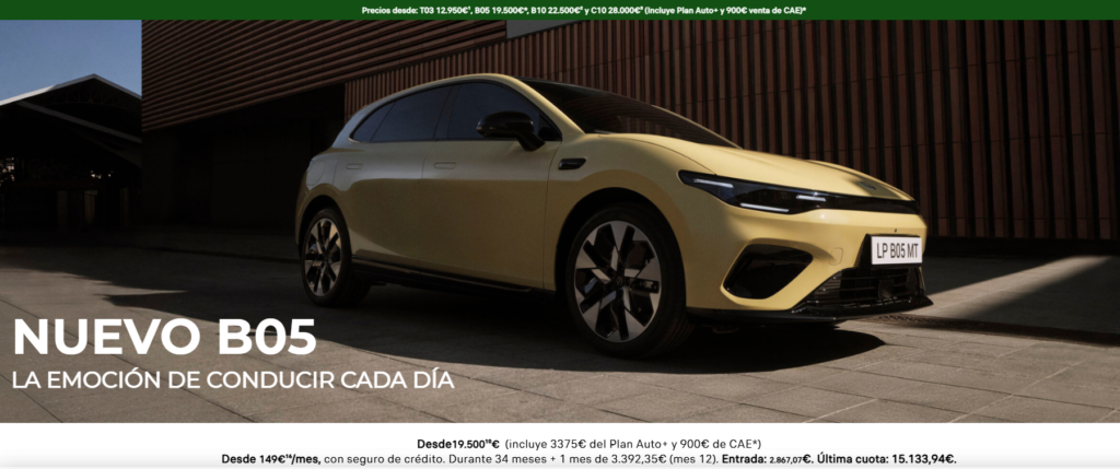 leapmotor b05 desde 149€ al mes